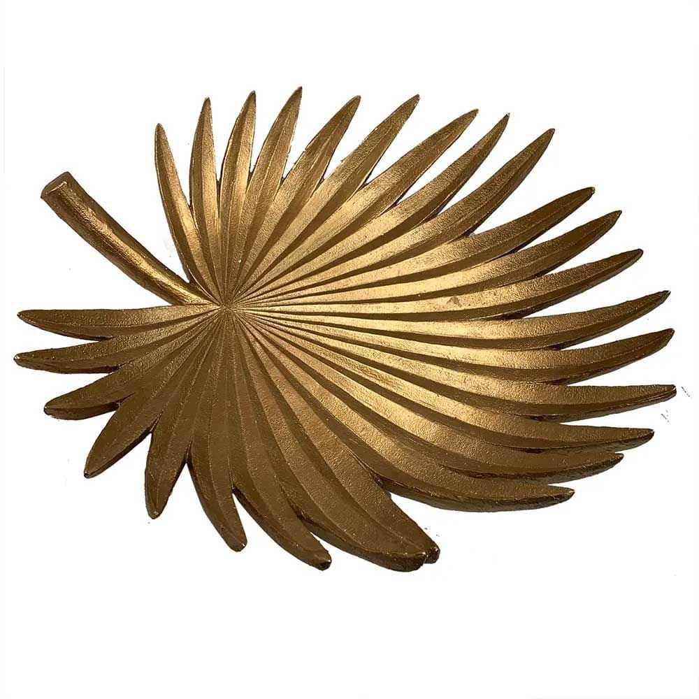 Centro de Mesa Folha em Resina Dourada 40cm IL0044 BTC
