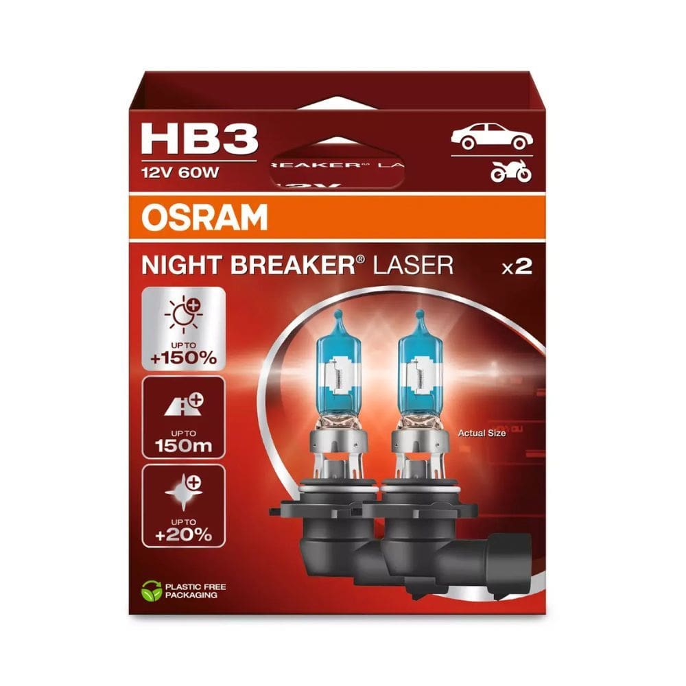 Par Lampada Farol Osram Night breaker Laser HB3 60W 3200k