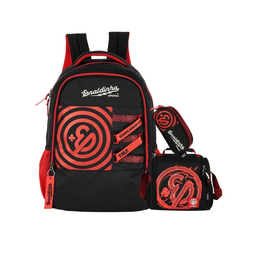 Kit Enaldinho Mochila De Costas + Lancheira + Estojo Triplo