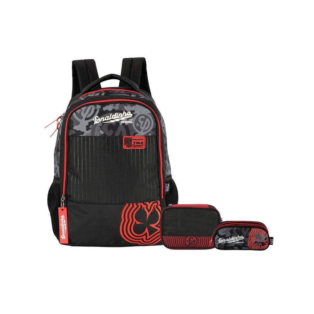 Kit Enaldinho Mochila Costas + Estojo Box E Estojo Triplo