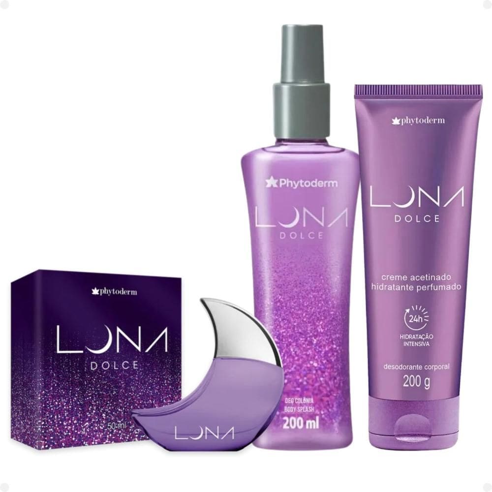 Kit Phytoderm Luna Dolce: Colônia 50ml, Body Splash 200ml e Hidratante 200g