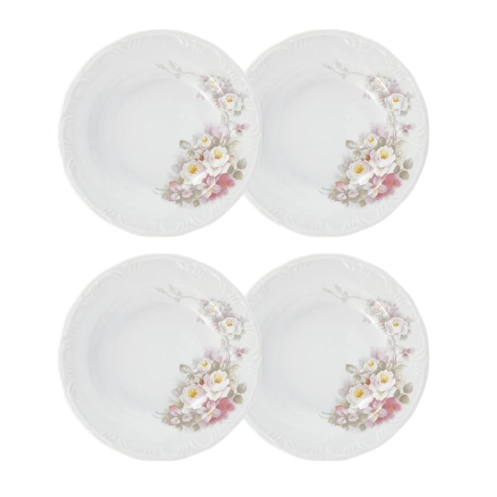 Jogo 4 Pratos Fundos Eterna 23 cm Porcelana Schmidt