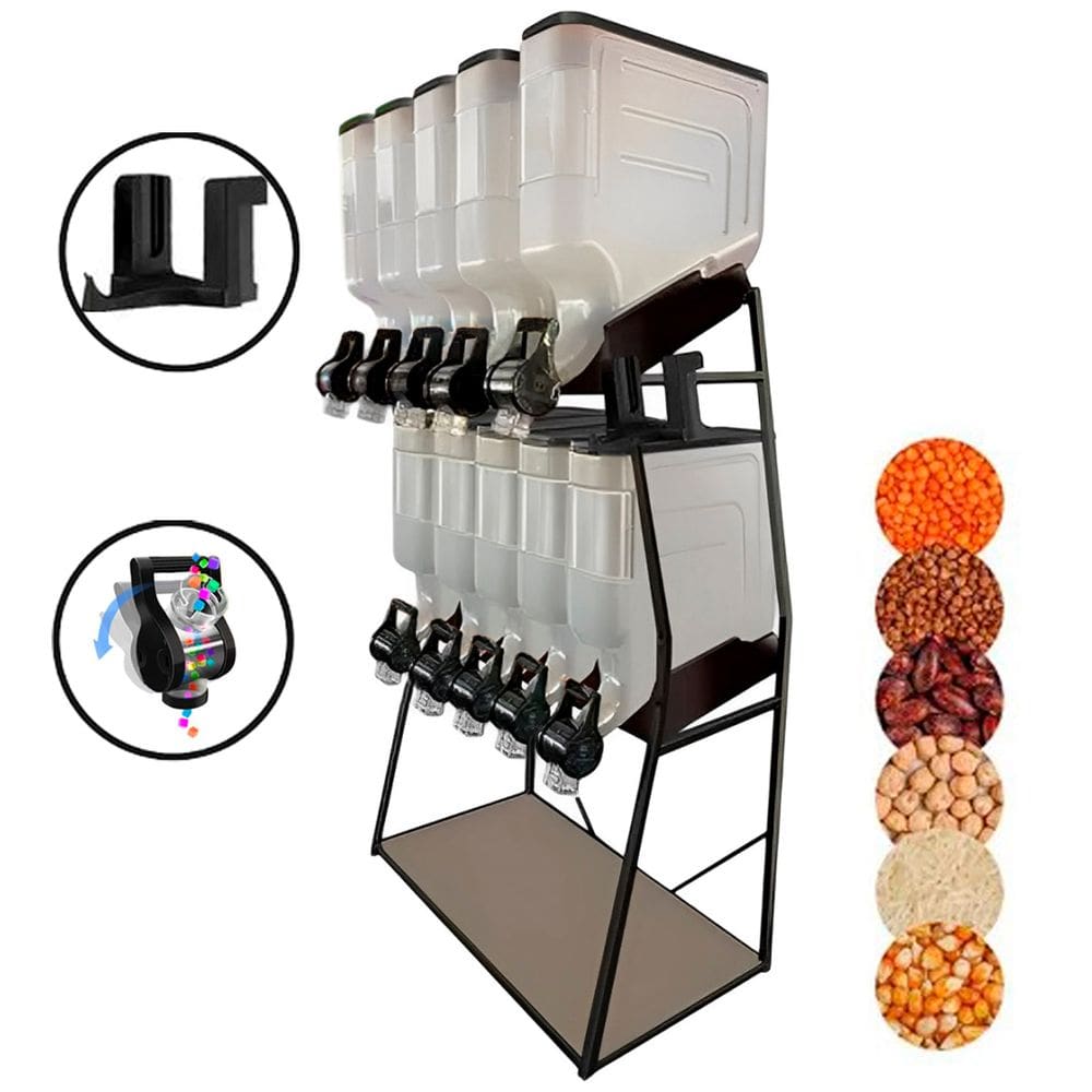 Dispenser 10 Módulos 45 Litros ou 20 Kilos Armazenamento Ração Grãos Cereais 2 Geração Preto