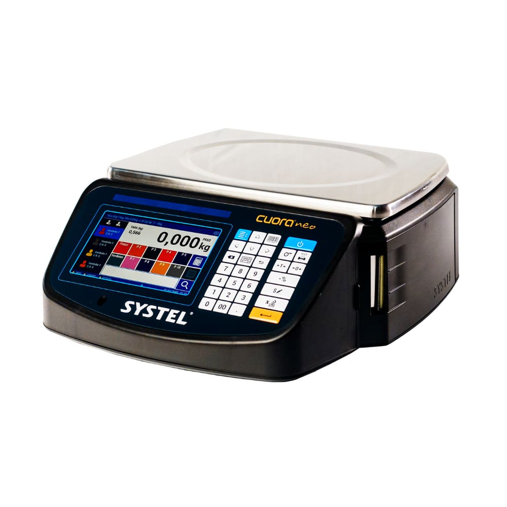 Balança Etiquetadora Systel Cuora Neo Preta 30kg - Impressora Integrada - INMETRO