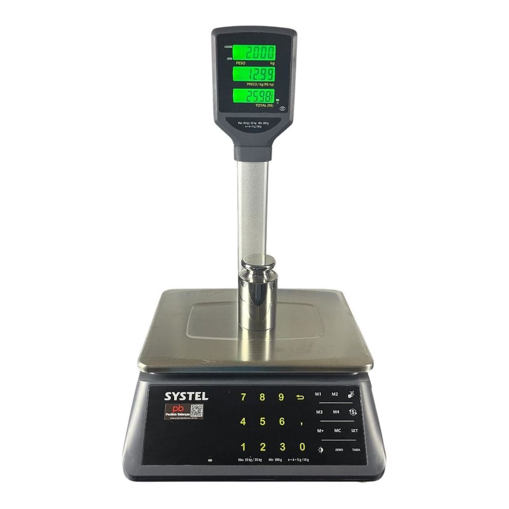 Balança Computadora Systel MICRA 35kg com Torre - Bateria e Tecla Touch - INMETRO