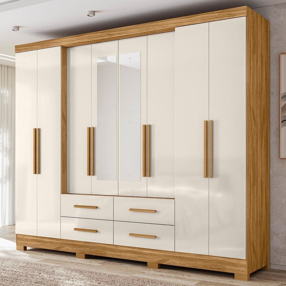 Guarda-roupas Casal 8 Portas San Lorenzo Freijó/Off White