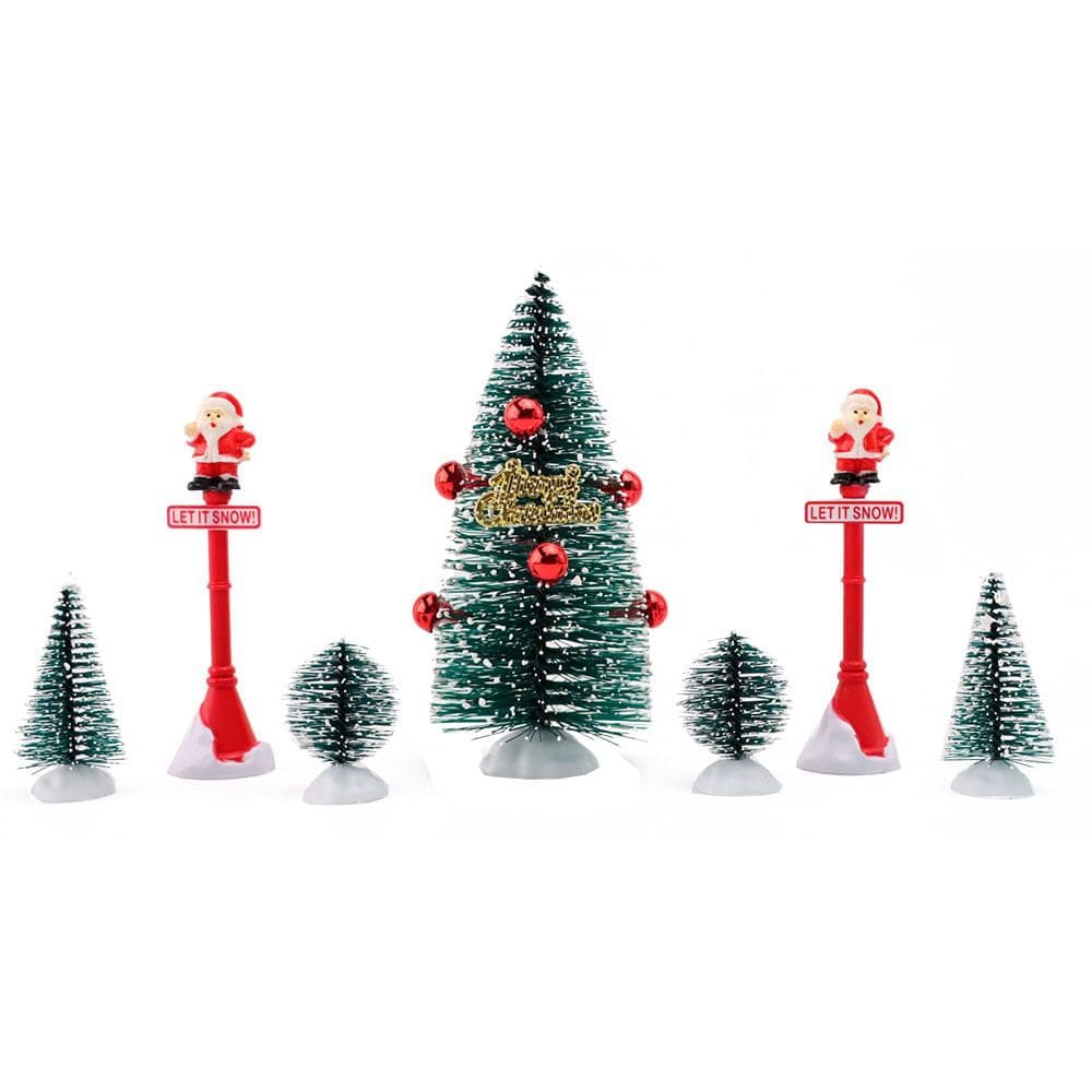Kit Decorativo Natalino Com 7 Peças Árvores E Postes
