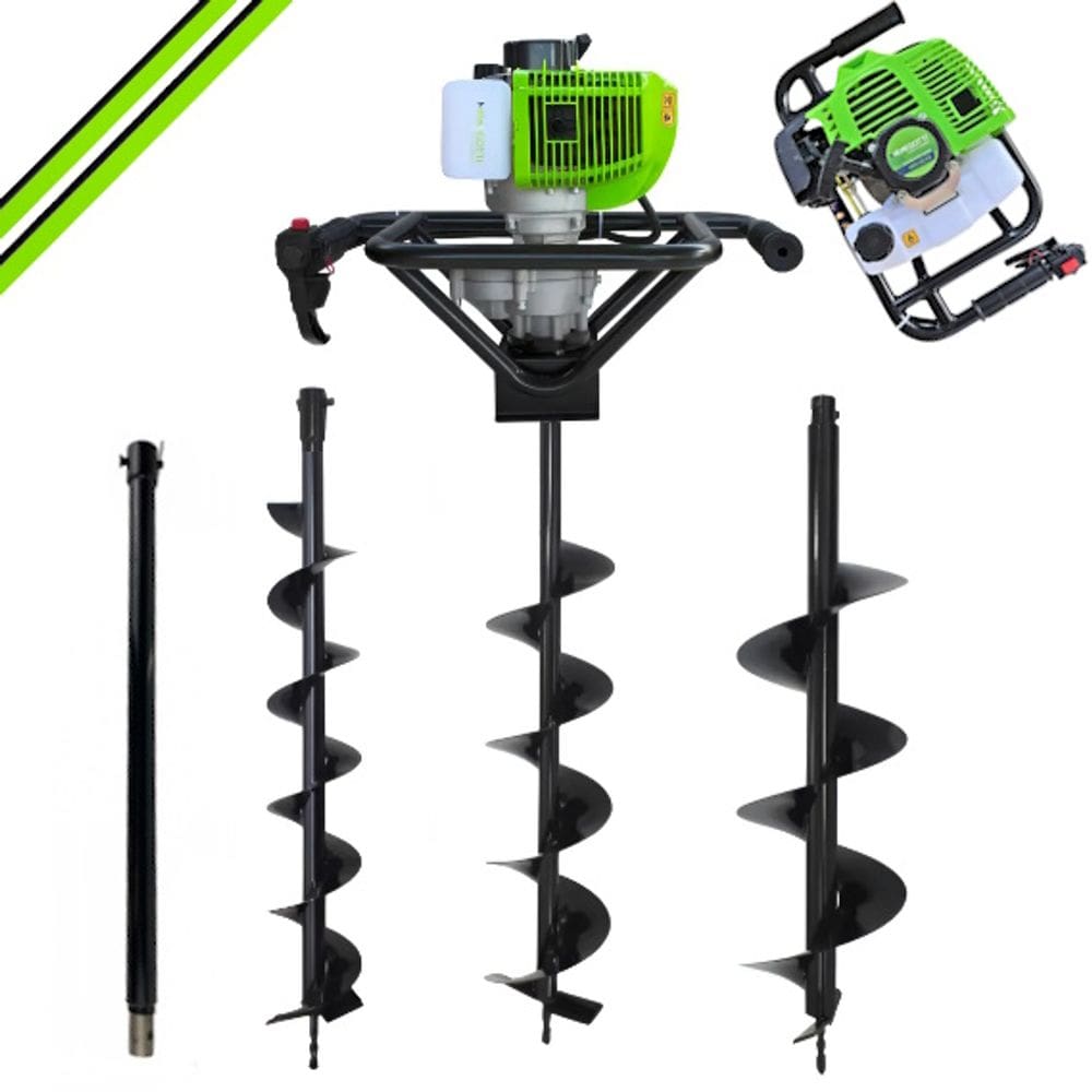 Perfurador de Solo Trado p/ Perfurar Terra Motorizado Menegotti mps52  com 3 Brocas 80x20/15/10cm + Extensao 60cm