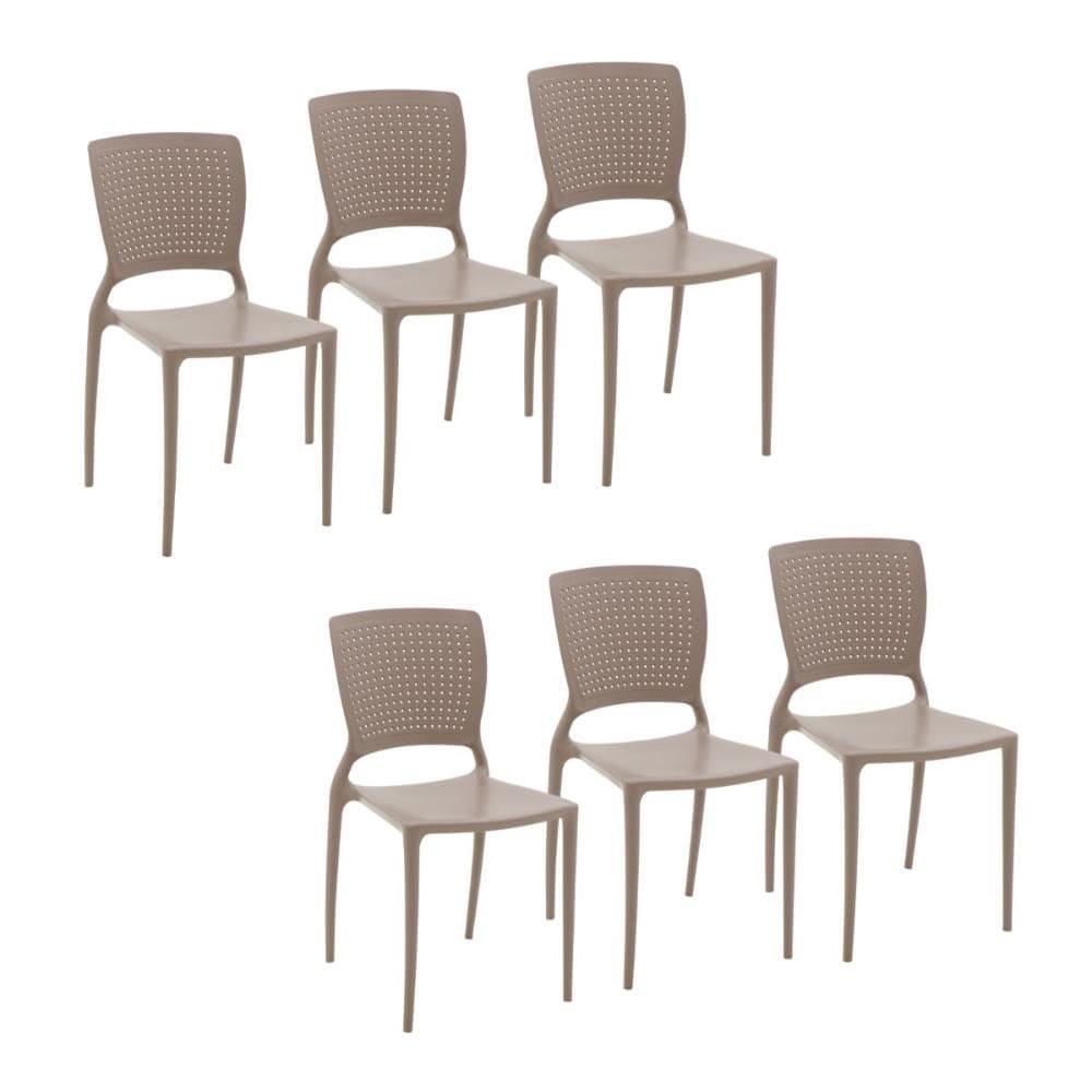 Conjunto 6 Cadeiras Safira Polipropileno Camurça Tramontina