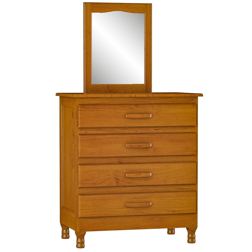 Cômoda Para Quarto Com Espelho 4 Gavetas Plaza M06 Imbuia Brilho - Lyam Decor