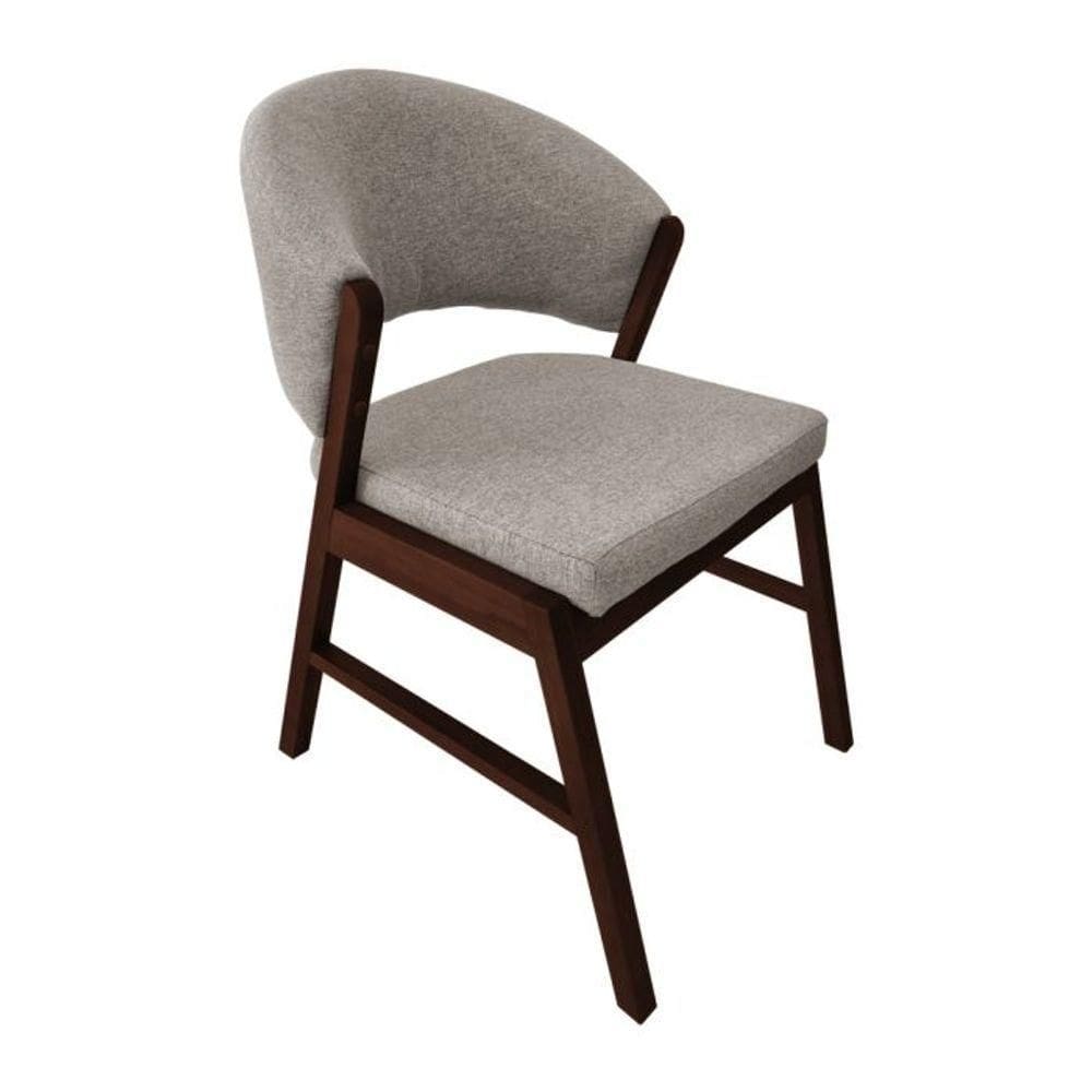 Cadeira De Jantar Madeira Maciça Débora Linho Premium Castanho;Bege Linho