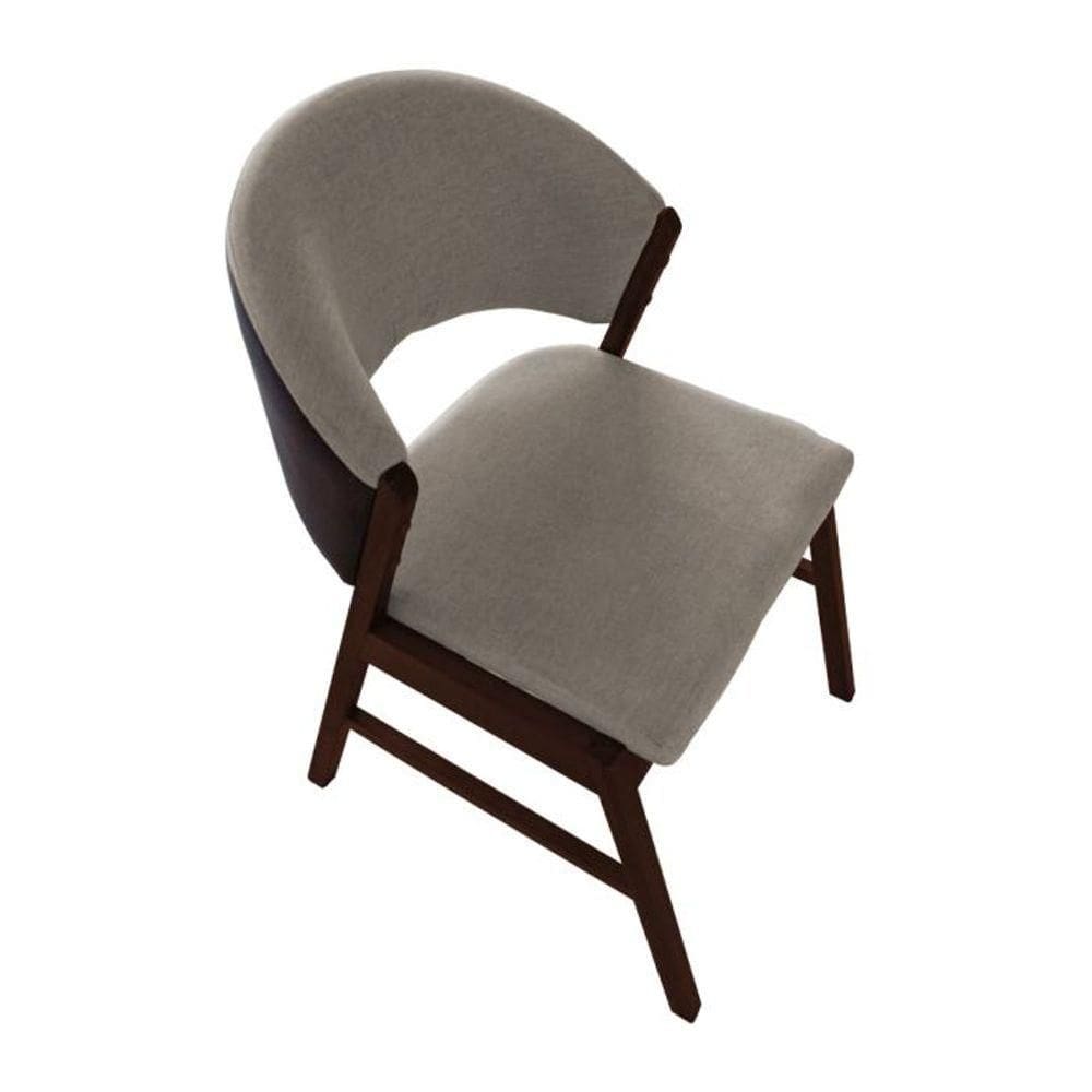 Cadeira De Jantar Madeira Maciça Débora Compose Facto Ocre Bege Linho Castanho