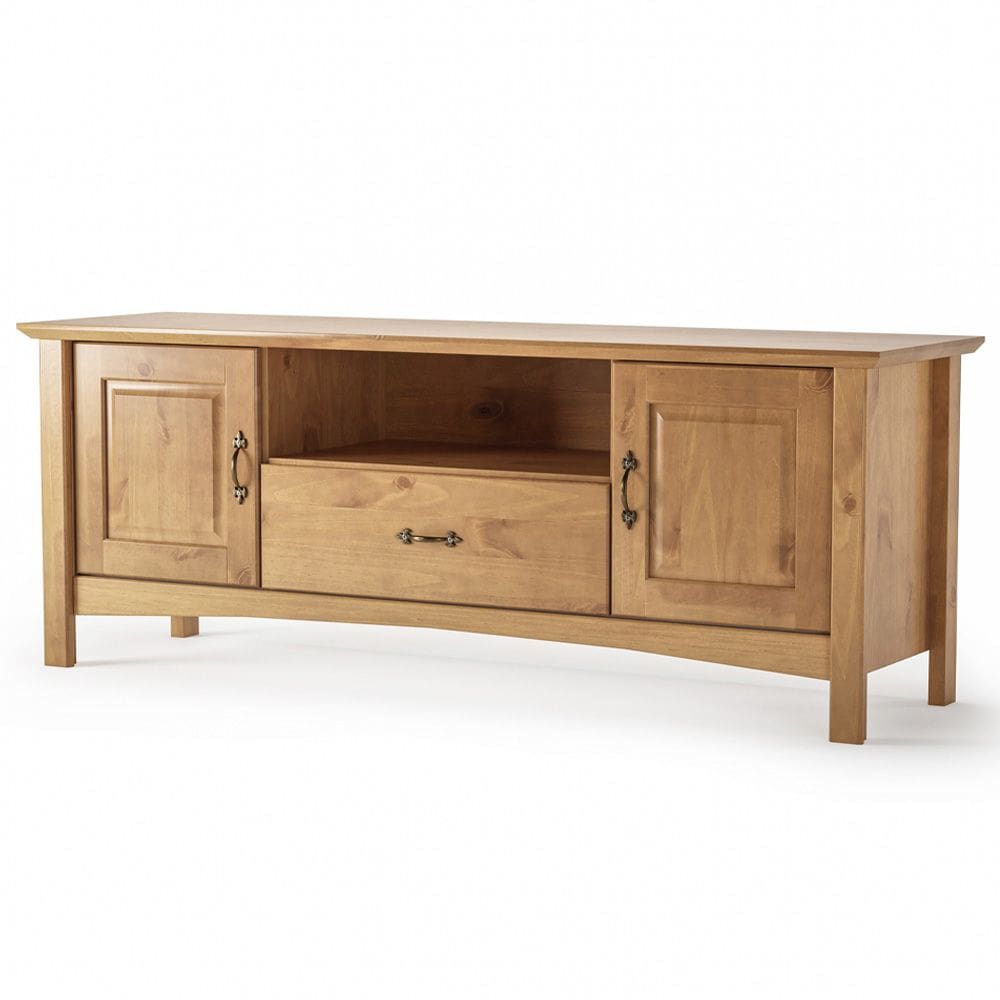 Rack Para Sala de Estar TV 60 Pol 160cm Madeira Maciça Lira M06 Carvalho Fosco Lyam Decor