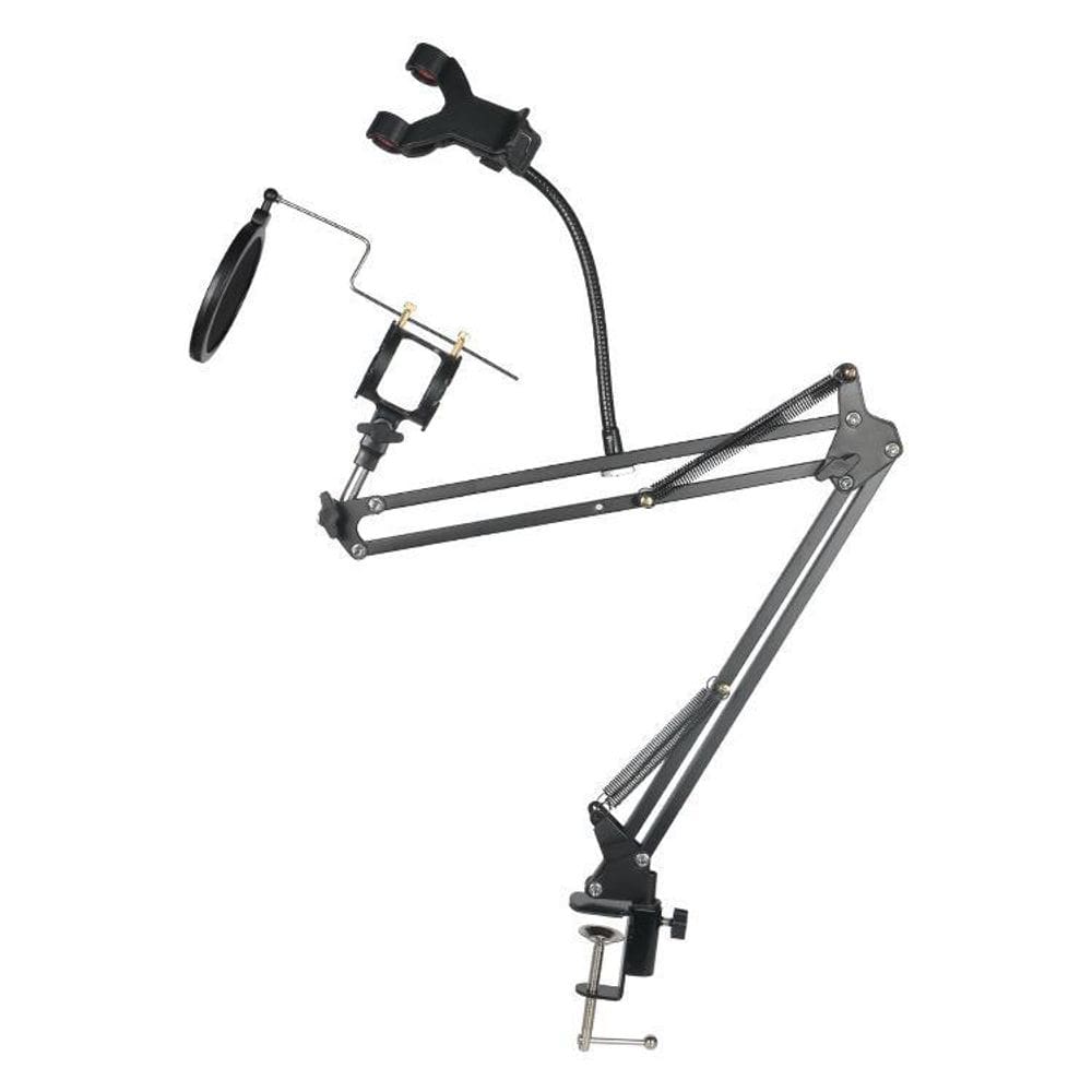 Pedestal Articulado Com Aranha, Pop Filter E Suporte Celular