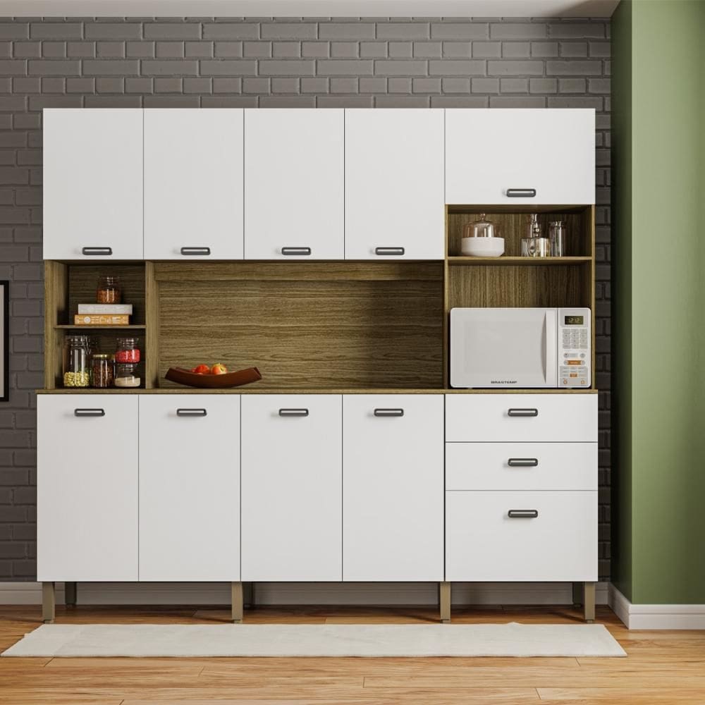 Armario de Cozinha Compacta 10 Portas 2 Gavetas Toronto
