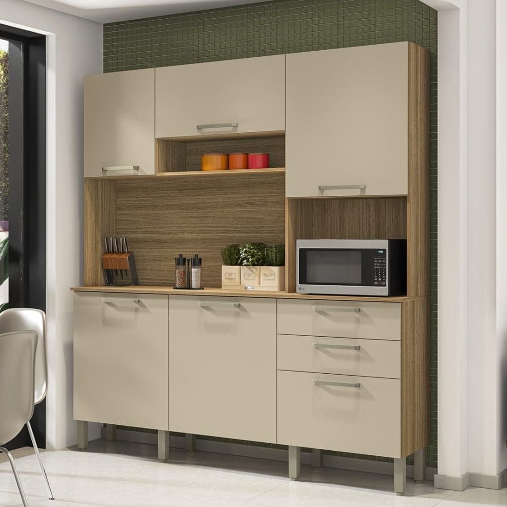 Armario de Cozinha Compacta 6 Portas 2 Gavetas Italia