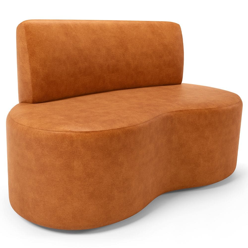 Sofá 2 Lugares Orgânico Para Sala de Estar Living Larissa L02 Couríssimo Canela - Lyam Decor