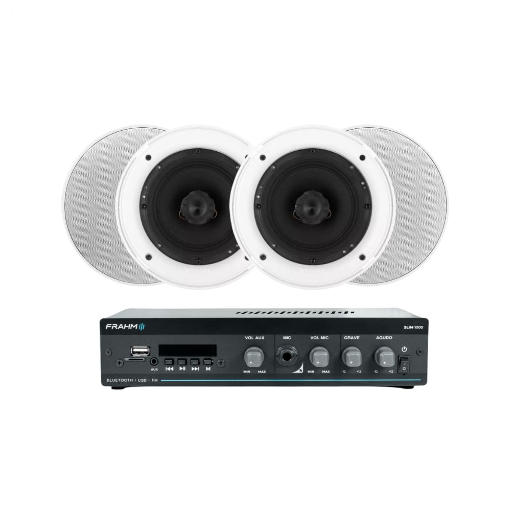 Kit Solução Amplificador Slim 1000 + 4 Caixas de Embutir 6 40W