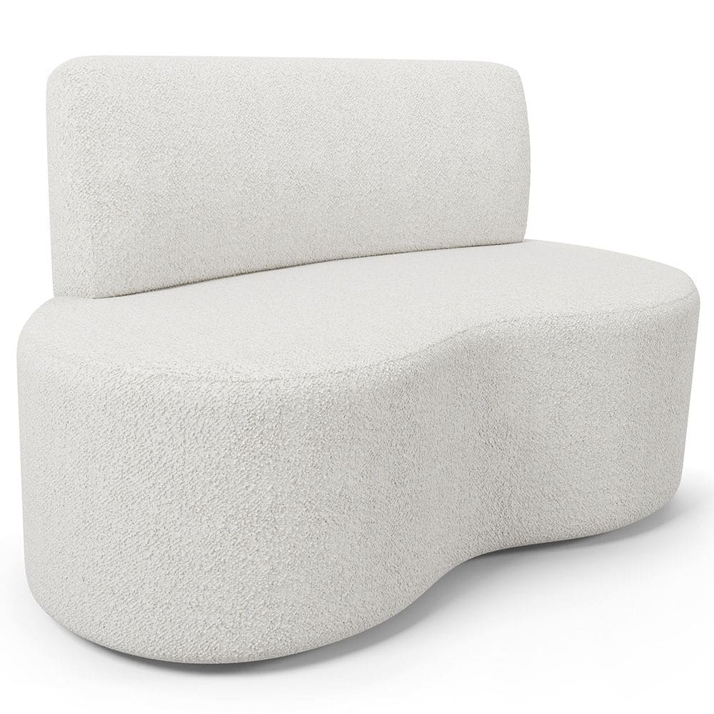 Sofá 2 Lugares Orgânico Para Sala de Estar Living Larissa L02 Bouclê Branco - Lyam Decor