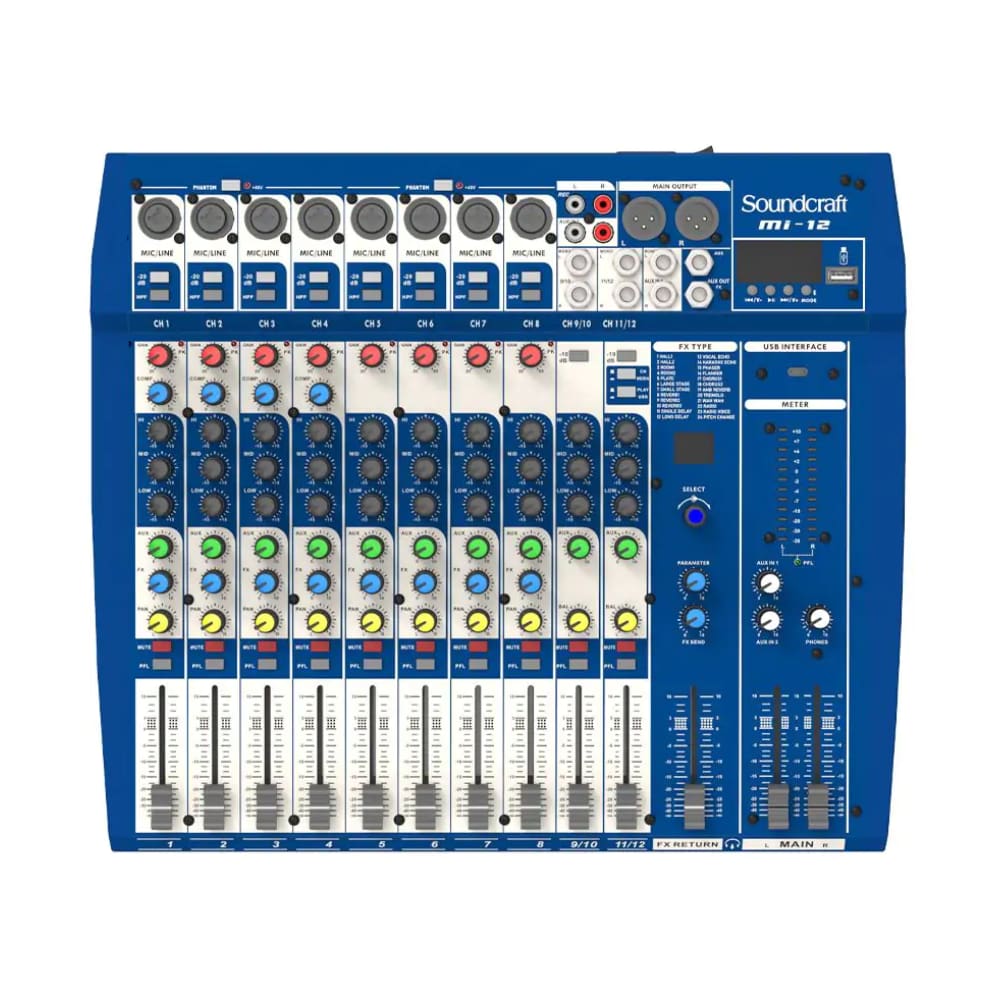 Mesa de Som Interface 12 Canais MI Series MI-12 Soundcraft