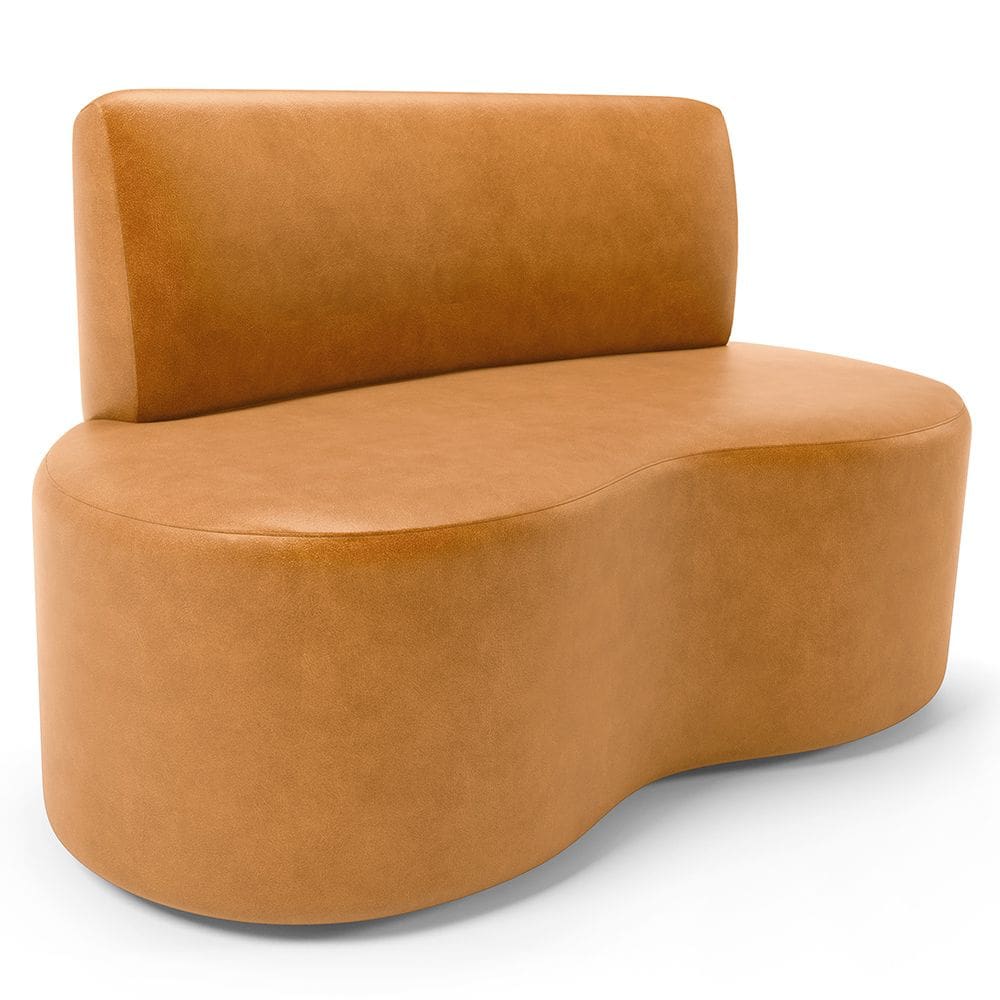 Sofá 2 Lugares Orgânico Para Sala de Estar Living Larissa L02 Couríssimo Whisky - Lyam Decor