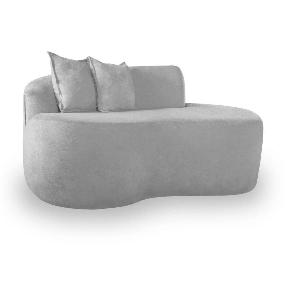 Sofá Moderno 2 Lugares Sala E Recepção Bouclé Cor:cinza Claro