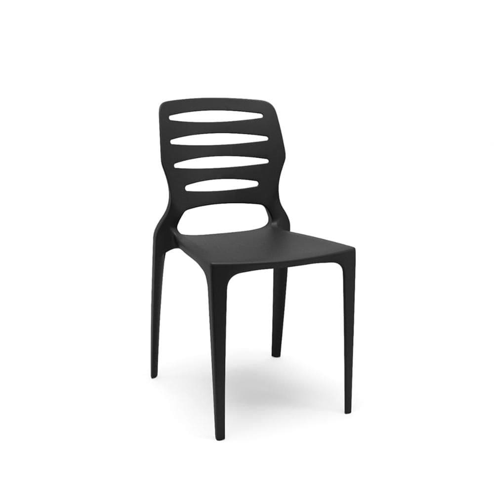 Cadeira Ville Preto Empilhável em Polipropileno Plaxmetal