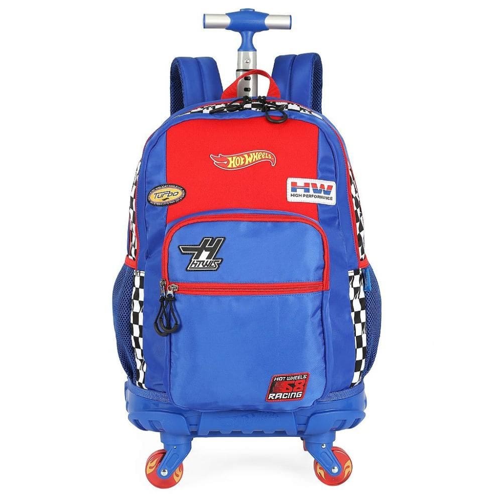 Mochila de Rodinhas Com Alça Luxcel Hot Wheels Racing Azul
