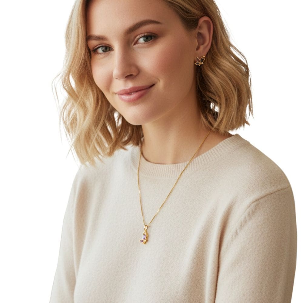 Kit Brinco E Colar Feminino Borboleta Colors Semi Jóia  Juliana Prado 38158