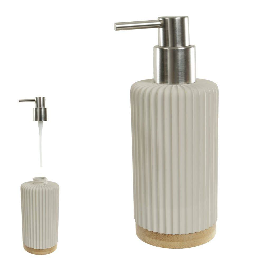 Porta Sabonete Banheiro Poliresina 250ml 19x13x7cm c\Bambu (Bege)