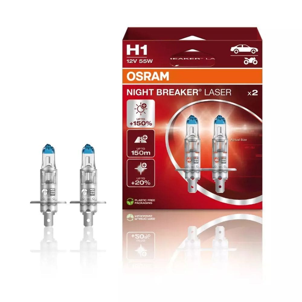 Par Lâmpada Farol Osram Night Breaker Laser H1 55w