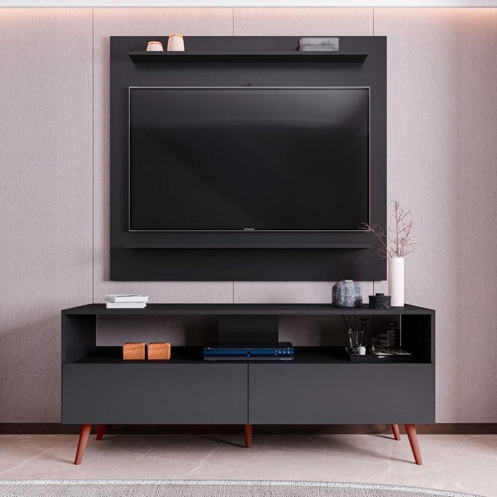 Painel Sala Para Tv Até 50 Tessa - Ssx Multicoisas Preto
