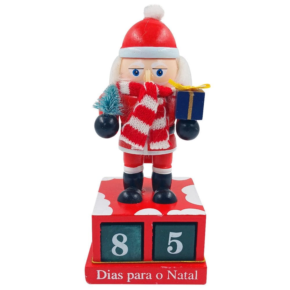 Calendário de Mesa Natalino 17cm em Madeira Rio Master