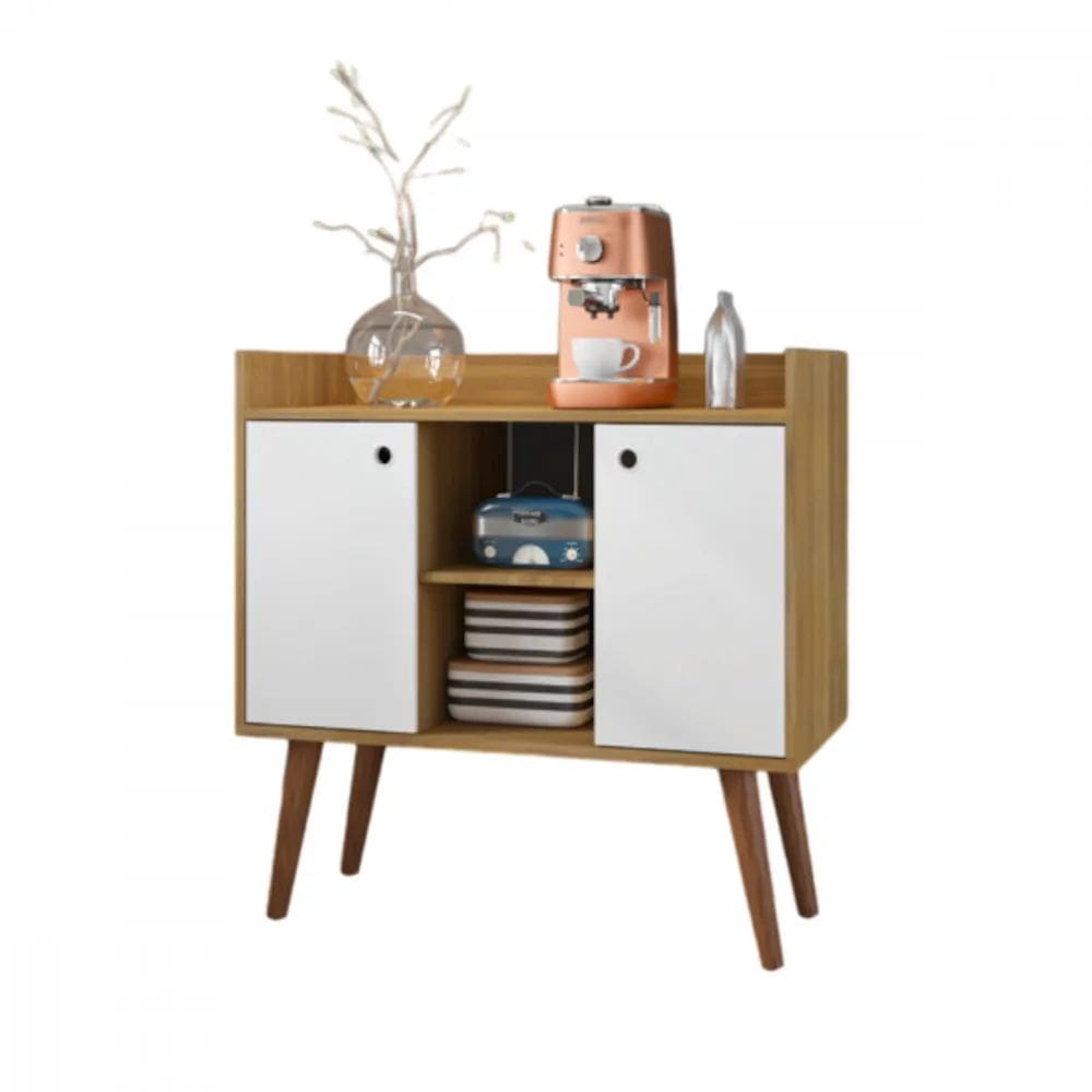 Aparador de Café Cairo 80cm Cor Freijo com Branco - Fiorello Móveis