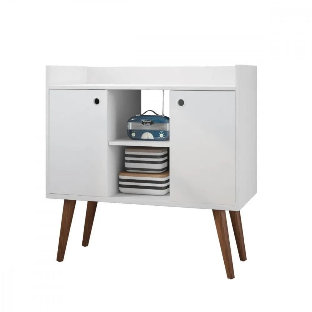 Aparador de Café Cairo 80cm Cor Branco Brilho - Fiorello Móveis