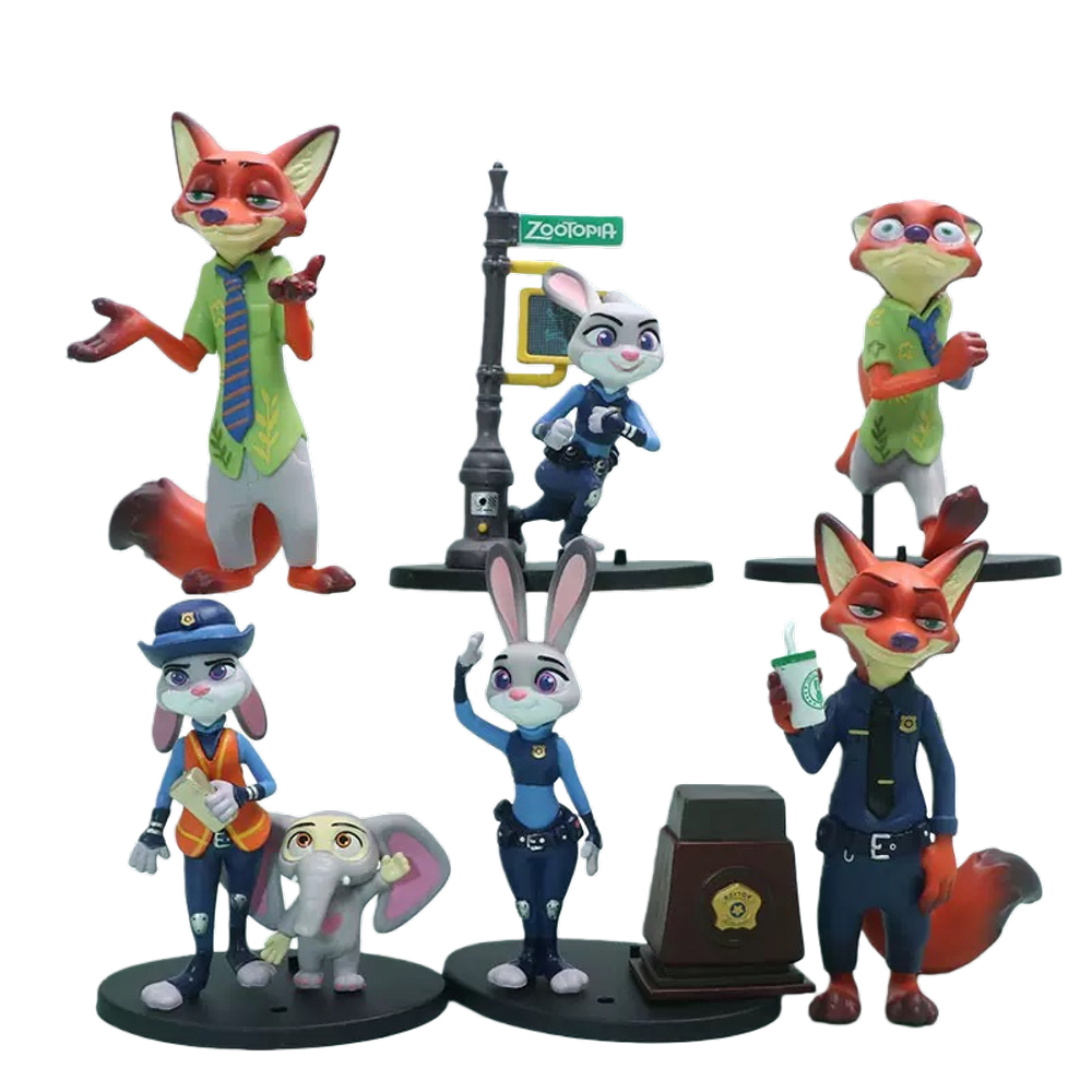 Toy Ornaments 6 figuras de anime Zootopia Cartoon para crianças maiores de 14 anos