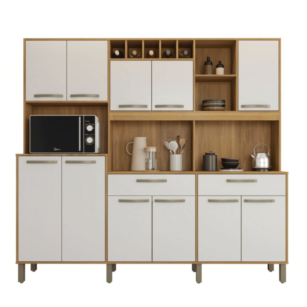 Cozinha Completa Milano Freijó Off White 2,03m Fiorello Móveis