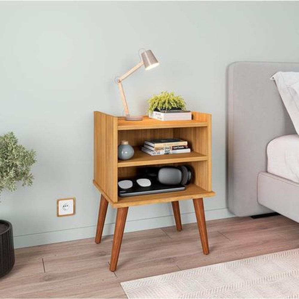 Mesa de Cabeceira Aroma Freijo Off White 64cm - Fiorello Móveis