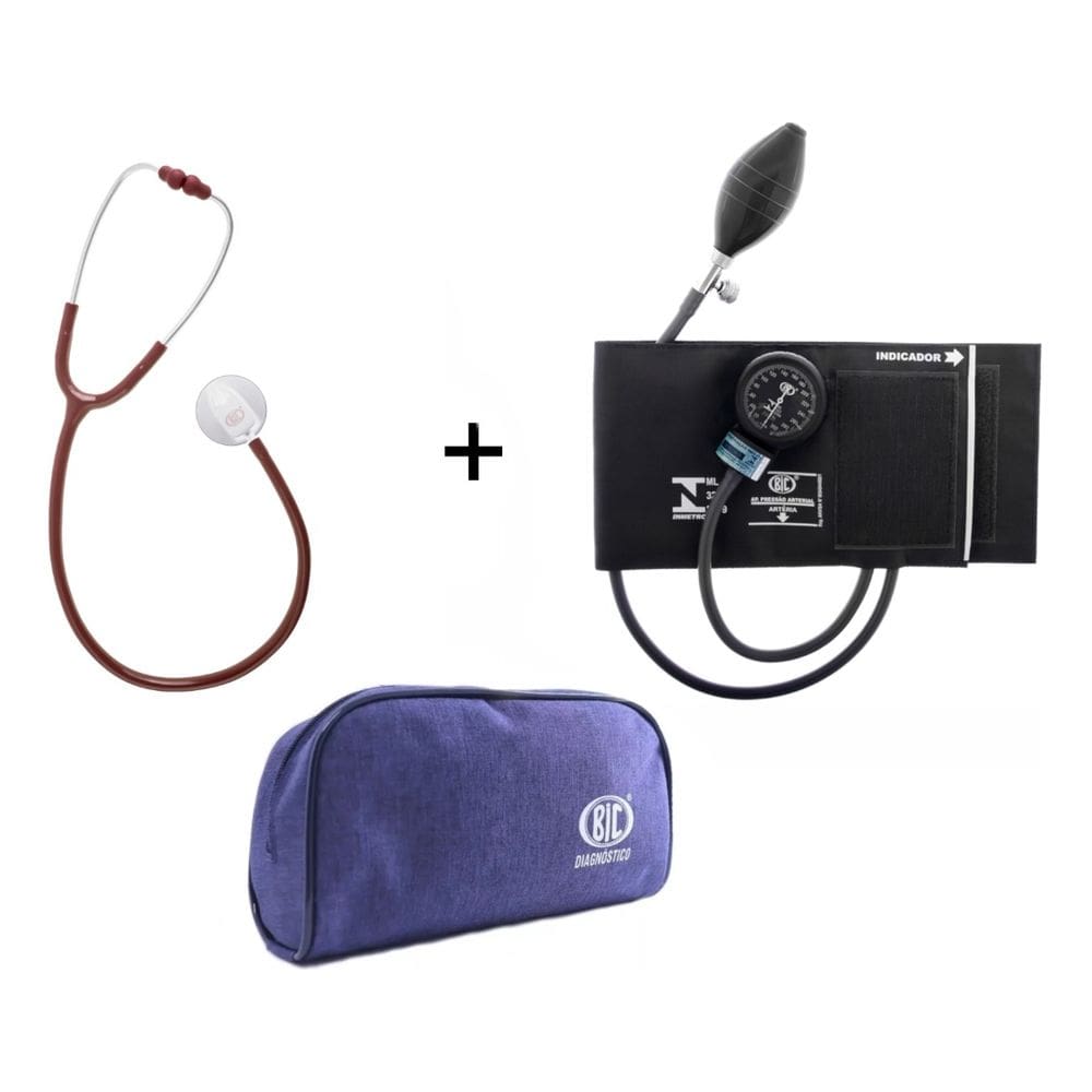 Aparelho De Pressão Esfigmomanometro Bic + Estetoscopio Bic