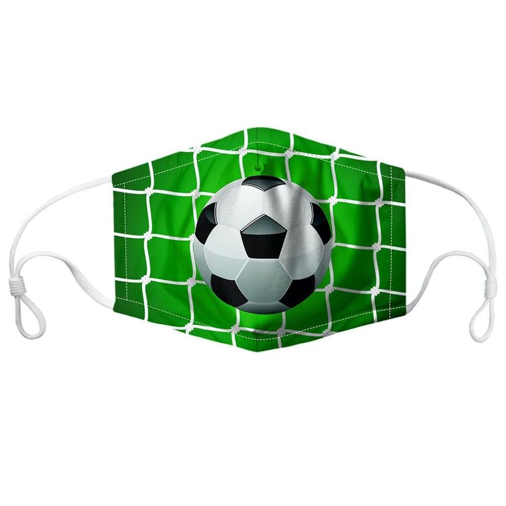 Máscara facial com estampa de futebol com filtro substituível para crianças/adultos
