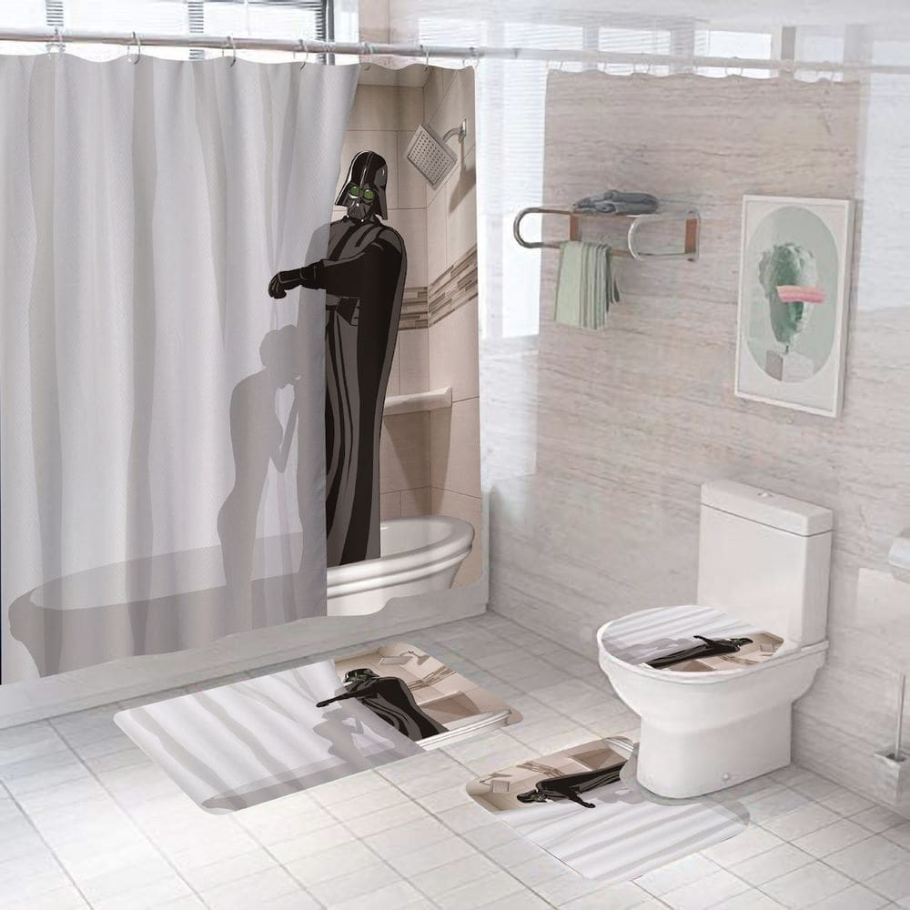 Conjunto de cortinas de chuveiro Darths Vaders com tapete antiderrapante, 4 unidades