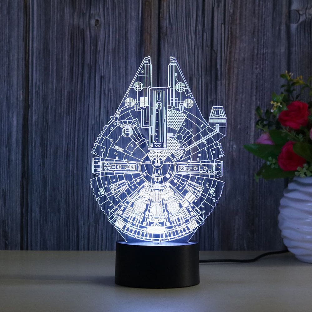 Lâmpada de luz noturna Millennium Falcons Anime Decor 3D Illusion