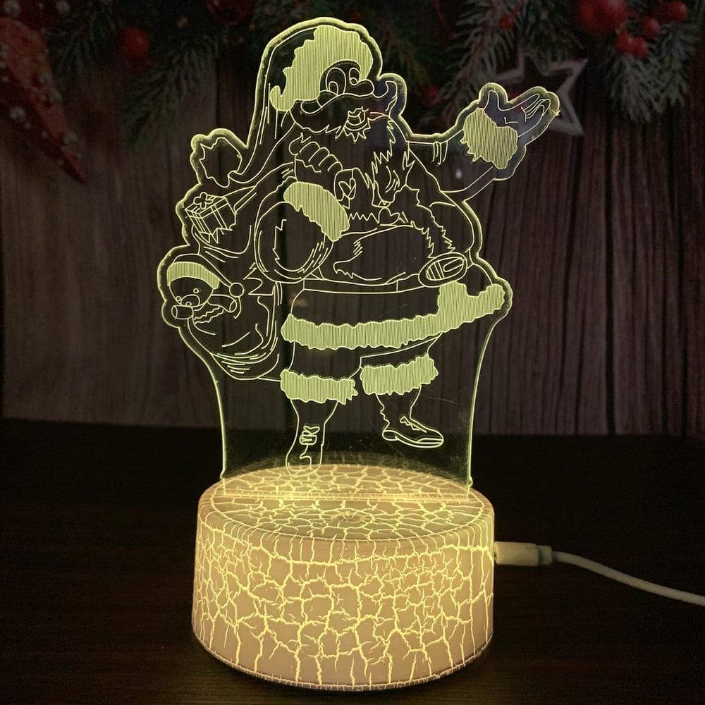 Lâmpada de decoração de anime Night Light Christmas Papai Noel 3D Illus