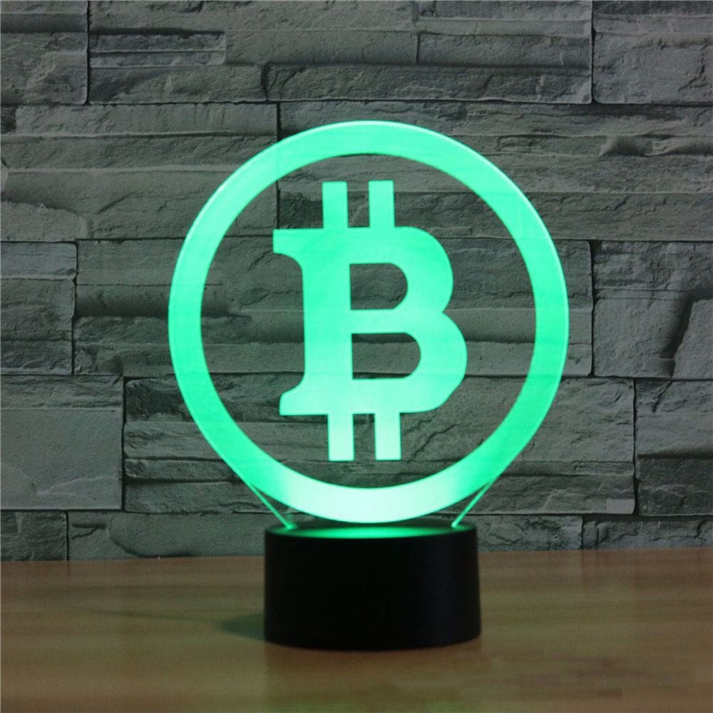 Lâmpada de luz noturna 3D Illusion Anime Decor Bitcoins com base