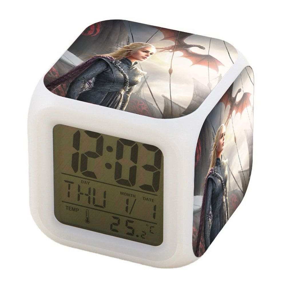 Relógio digital LED Games Of Thrones Square com despertador