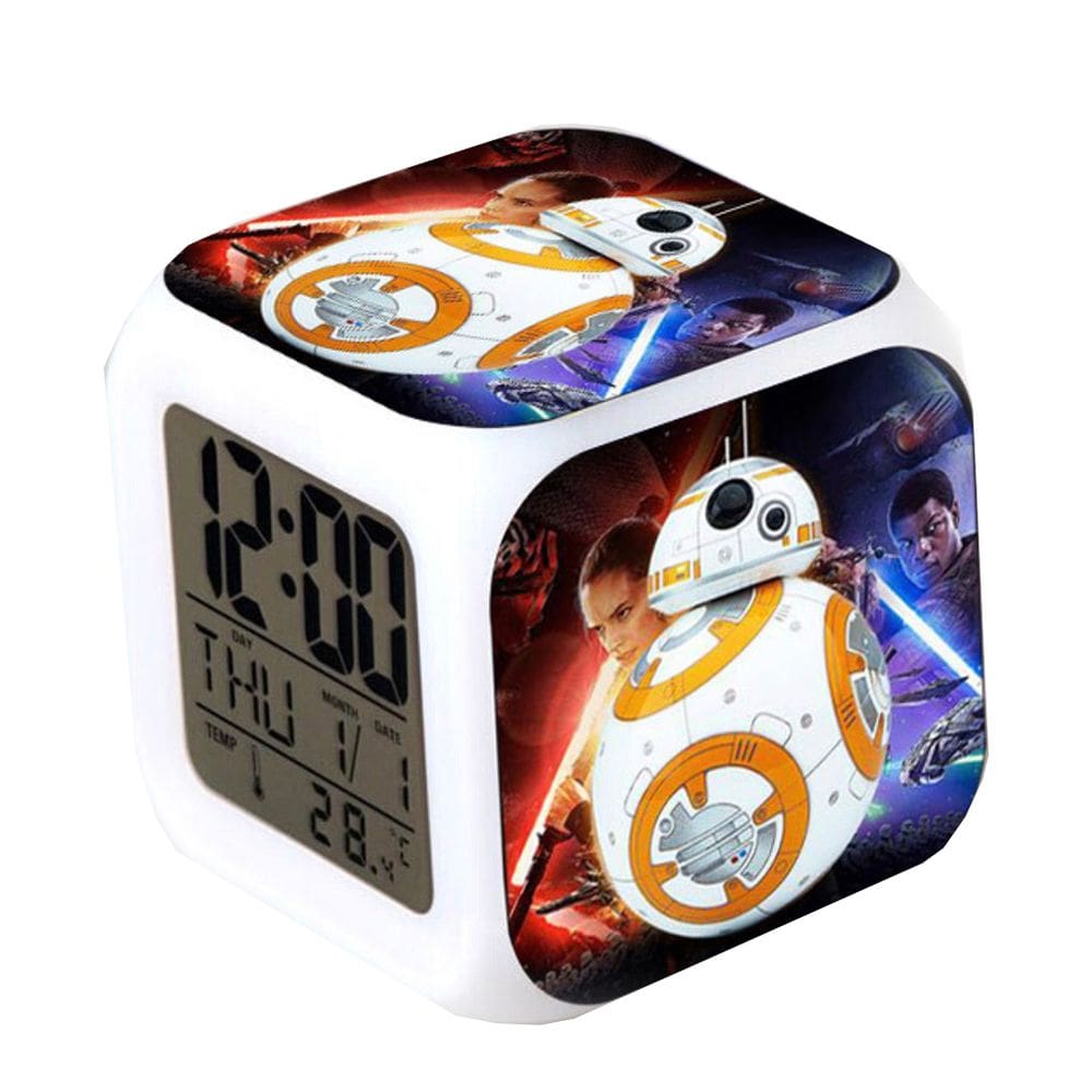 Despertador BB8 de 7 cores com mudança de LED com termômetro