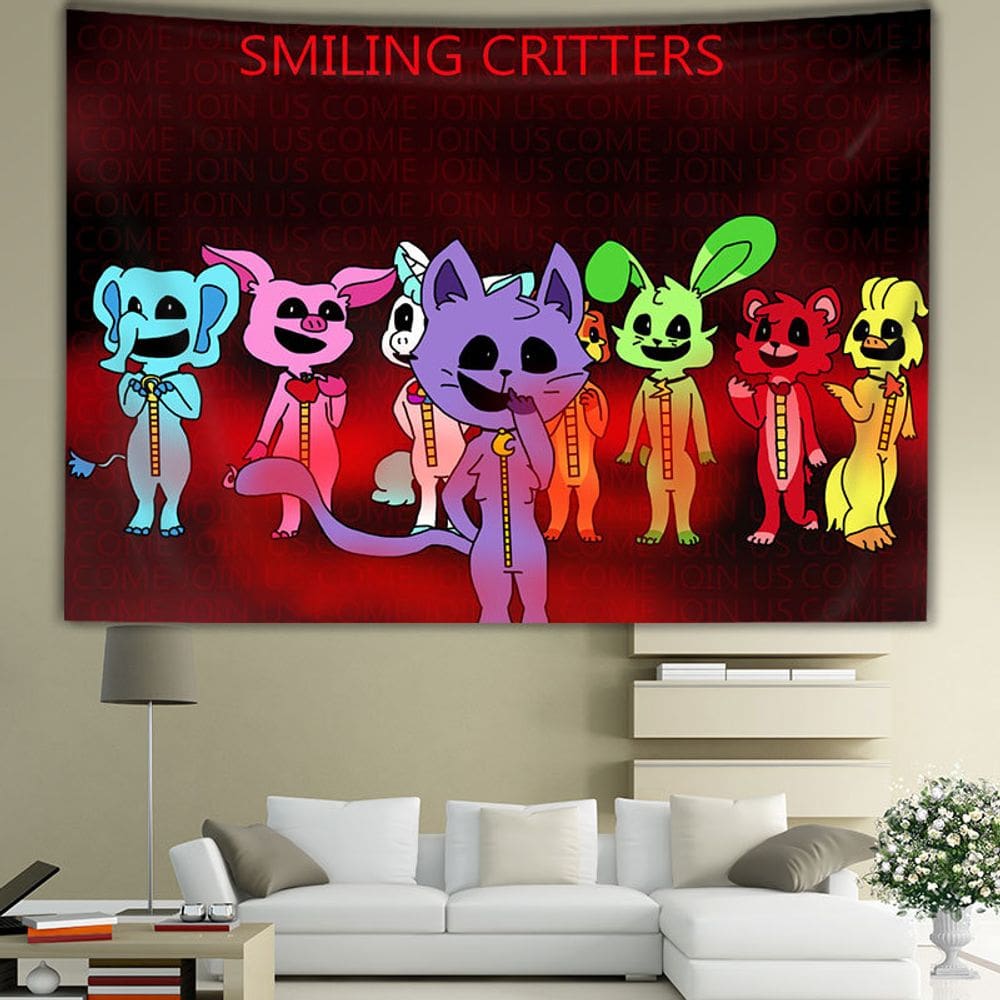 Tapeçaria para decoração de parede Art Smilings Critters Anime