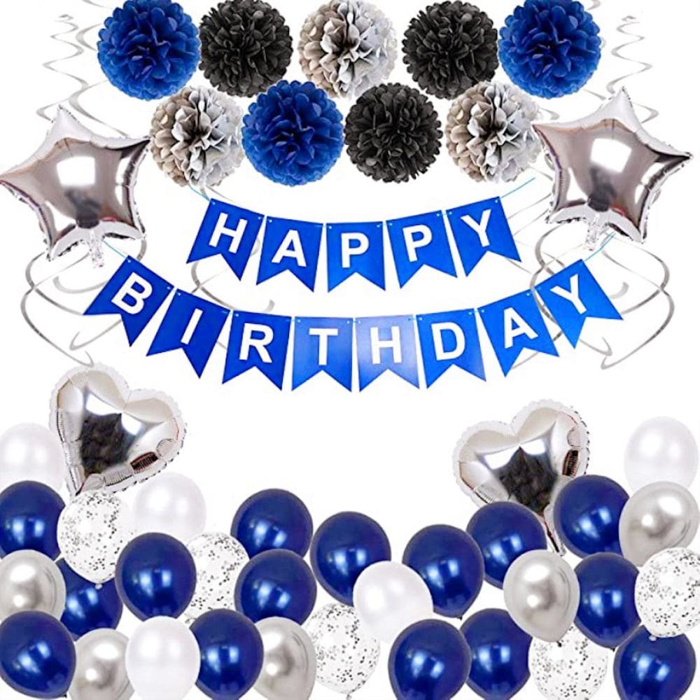 Kit de balões de aniversário Officer Blue Myla 50 unidades com banner