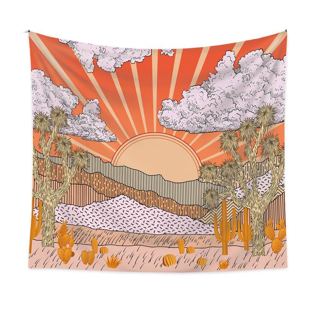 Tapeçaria Sunset Mountain Wall 150x130cm de fibra de microtecido