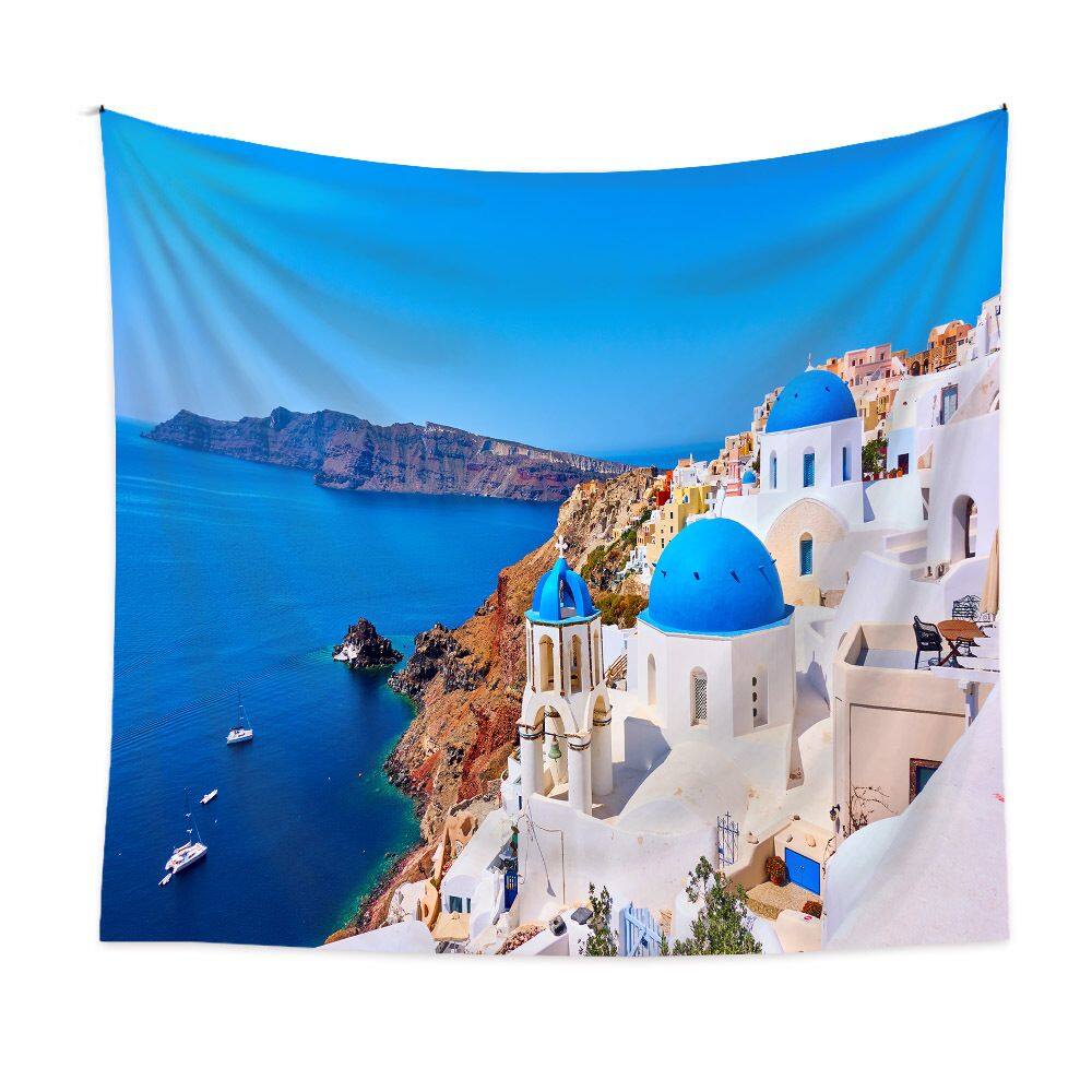 Tapeçaria Castle Sea Scenery Wall 150x130cm de fibra de microtecido